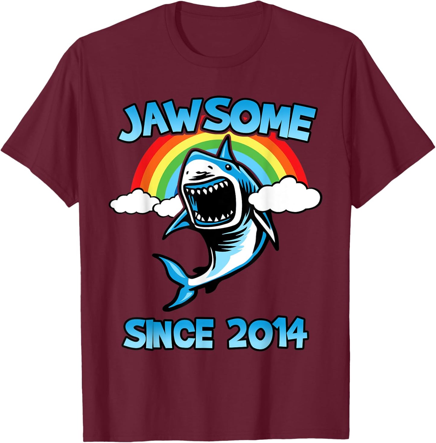 Jawsome Since 2014 Happy Shark 5 Birthday Gift T-Shirt - T-Shirt | Maroon