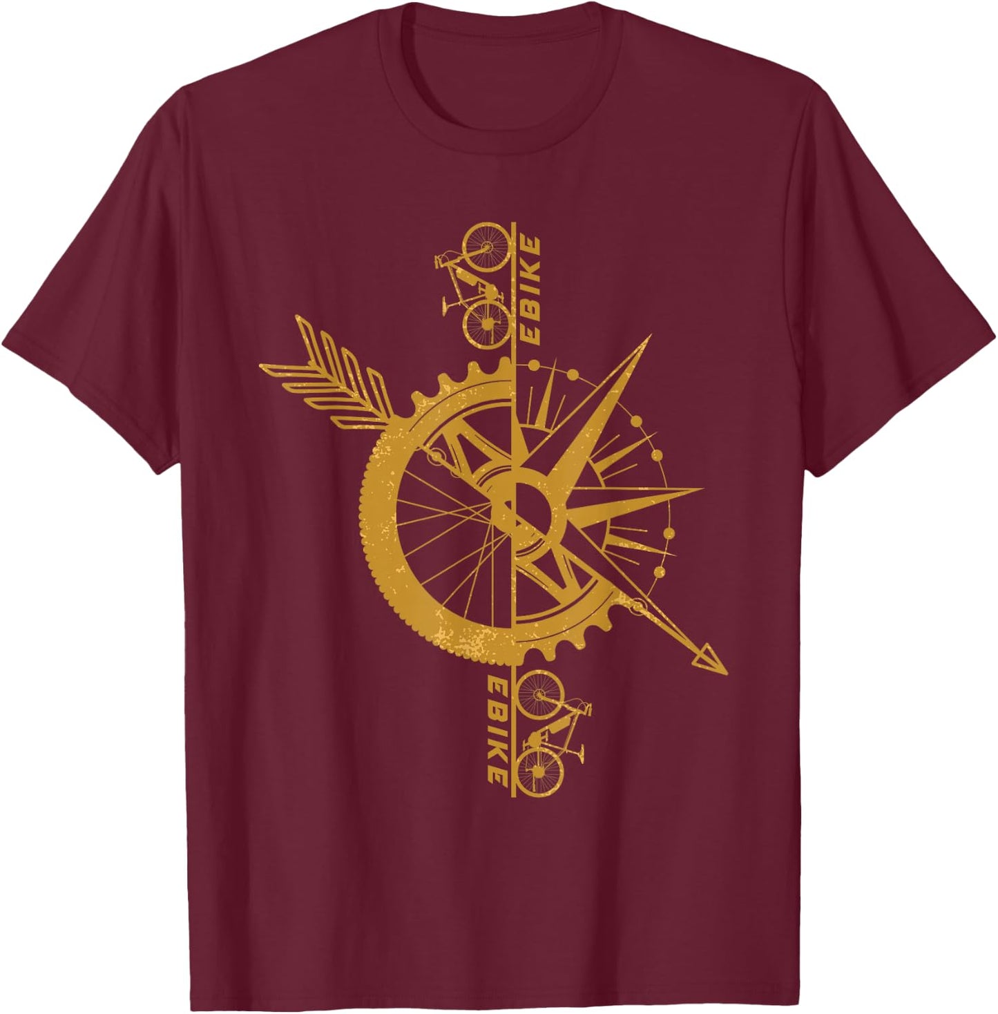 E-Bike Bicycle Cycling Bike Biking Cyclist Biker Sporty Gift T-Shirt - T-Shirt | Maroon