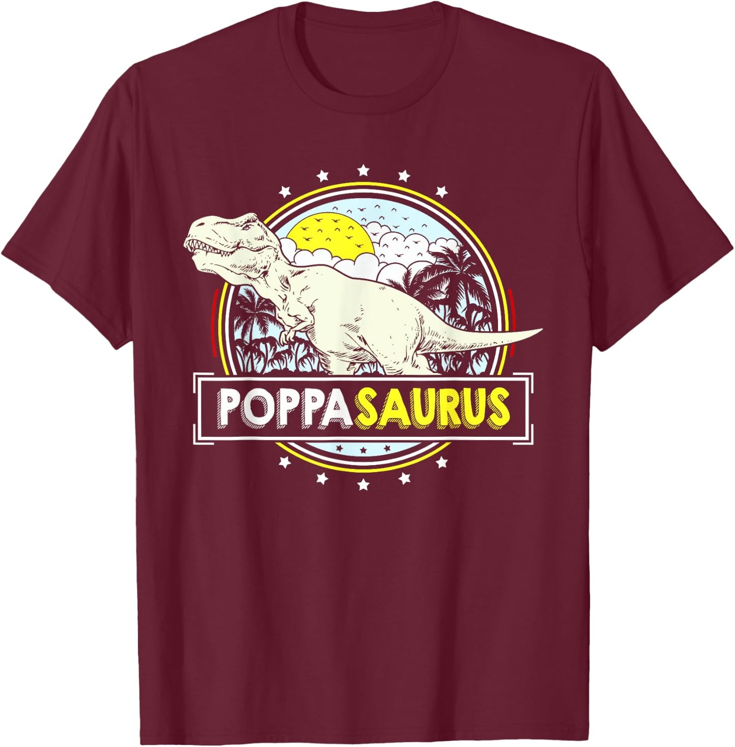 PoppaSaurus Shirt Poppa Gifts from Grandchildren Fathers Day T-Shirt - T-Shirt | Maroon
