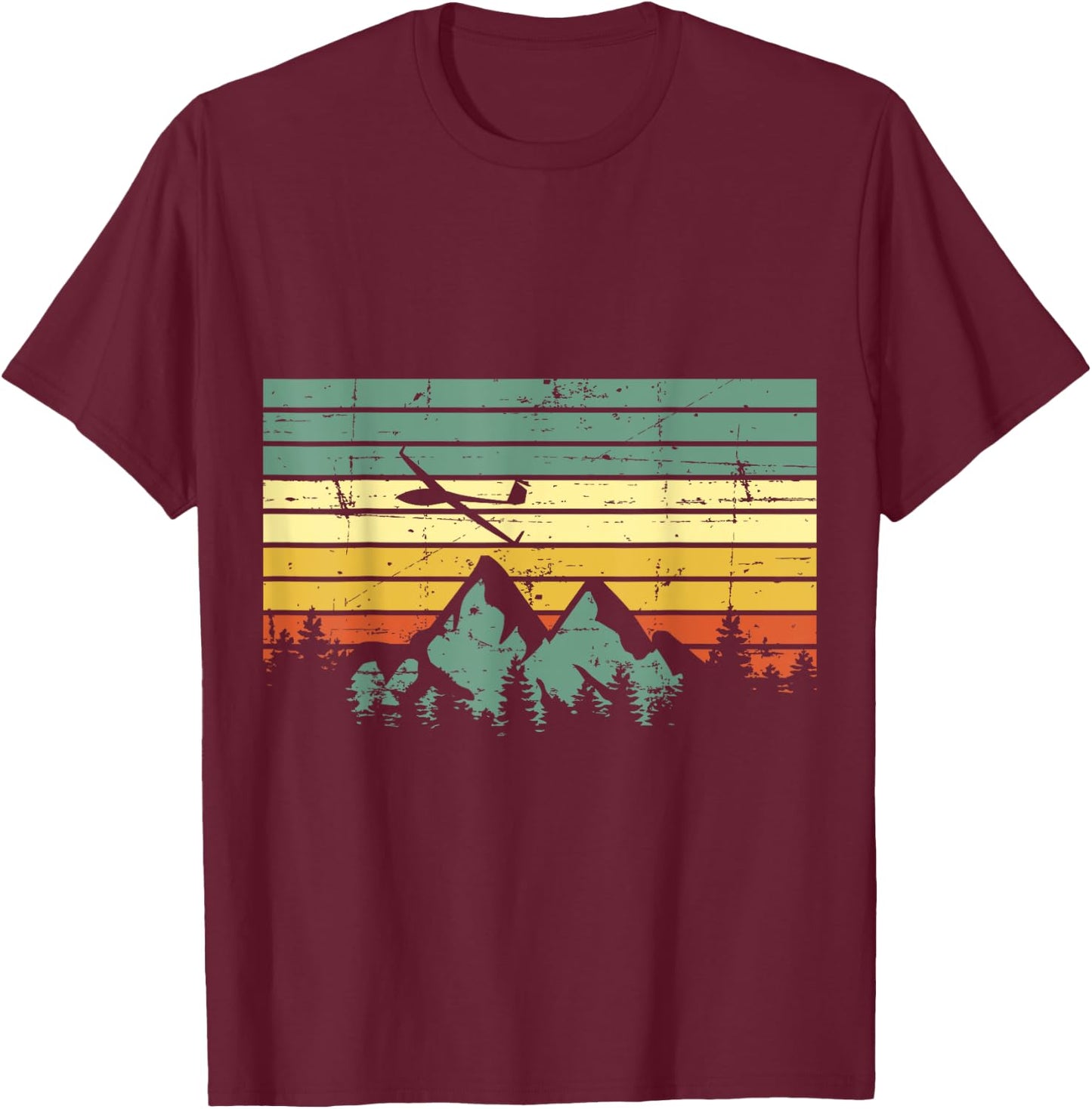 Vintage Gliding Airplane Aviation Mountain Glider Pilot Gift T-Shirt - T-Shirt | Maroon
