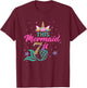 Kids 7th Birthday Girl Unicorn Shirt Mermaid Tail 7 Years Old T-Shirt - T-Shirt | Maroon