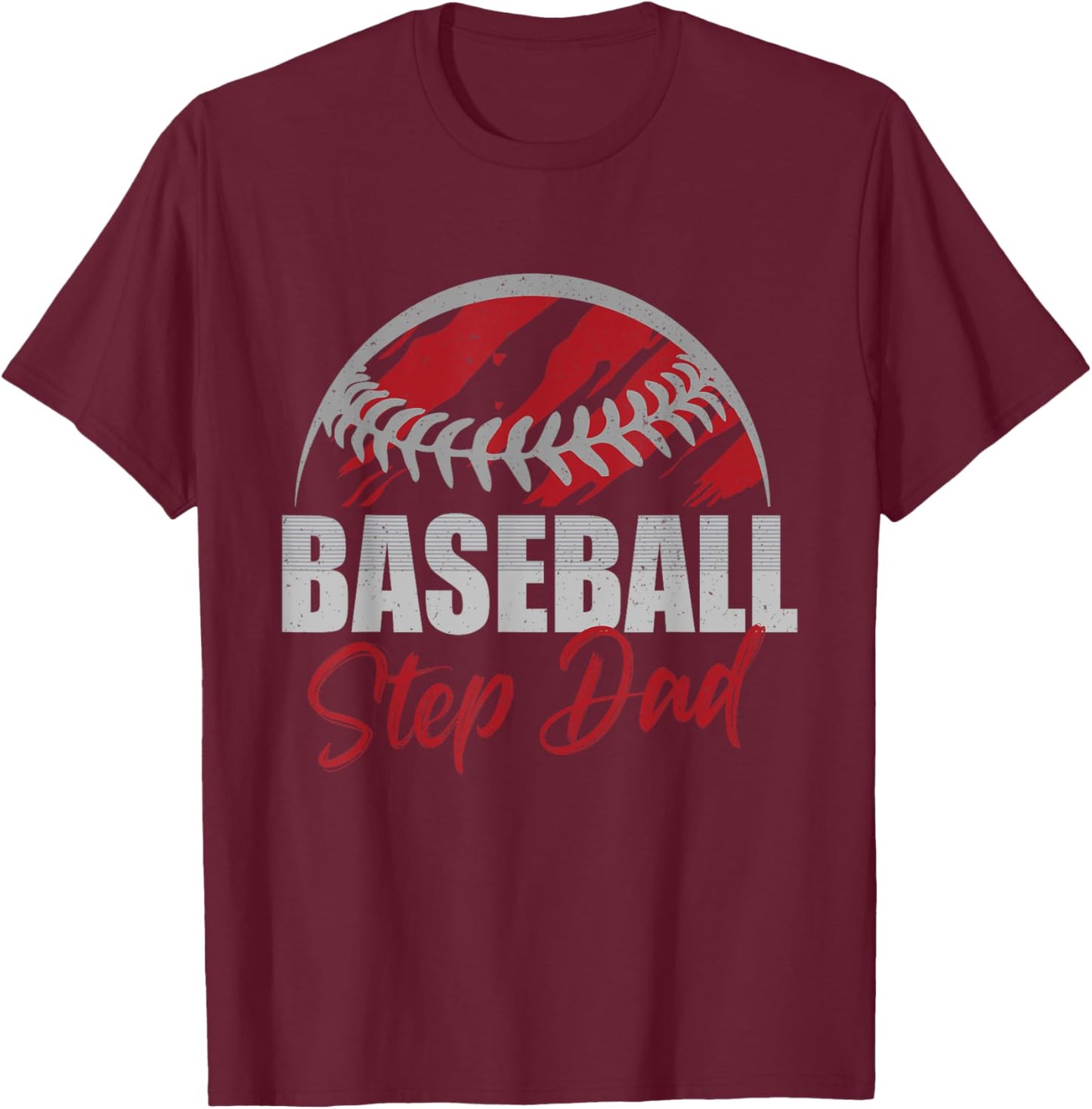 Baseball Step Dad Life Gifts For Father's Day Dad Grandpa T-Shirt - T-Shirt | Maroon