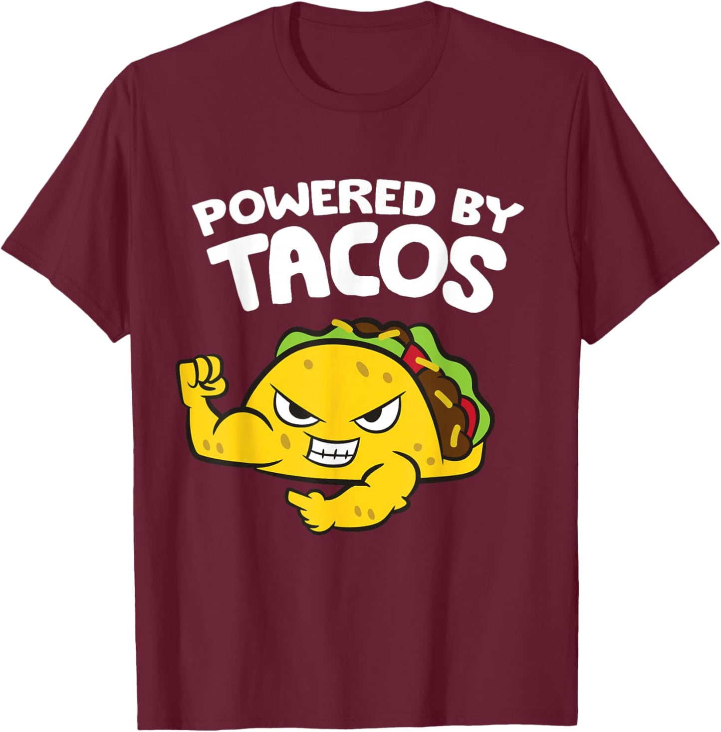 Powered By Tacos T-Shirt - T-Shirt | Maroon