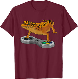 Funny Leopard Gecko Bearded Dragon Gift Kids Cool Gamers T-Shirt - T-Shirt | Maroon