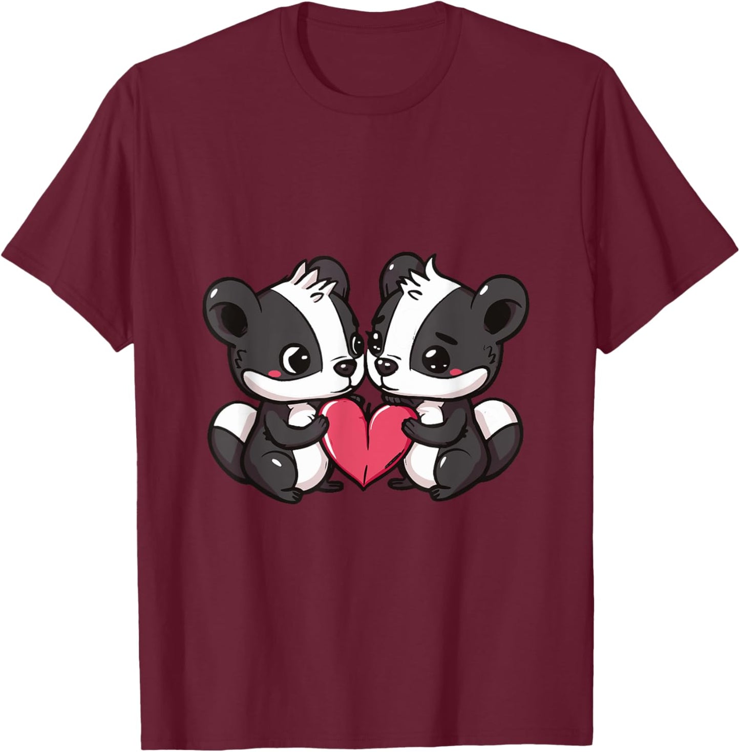 Cute Skunk Love Couple | Valentines Day T-Shirt - T-Shirt | Maroon