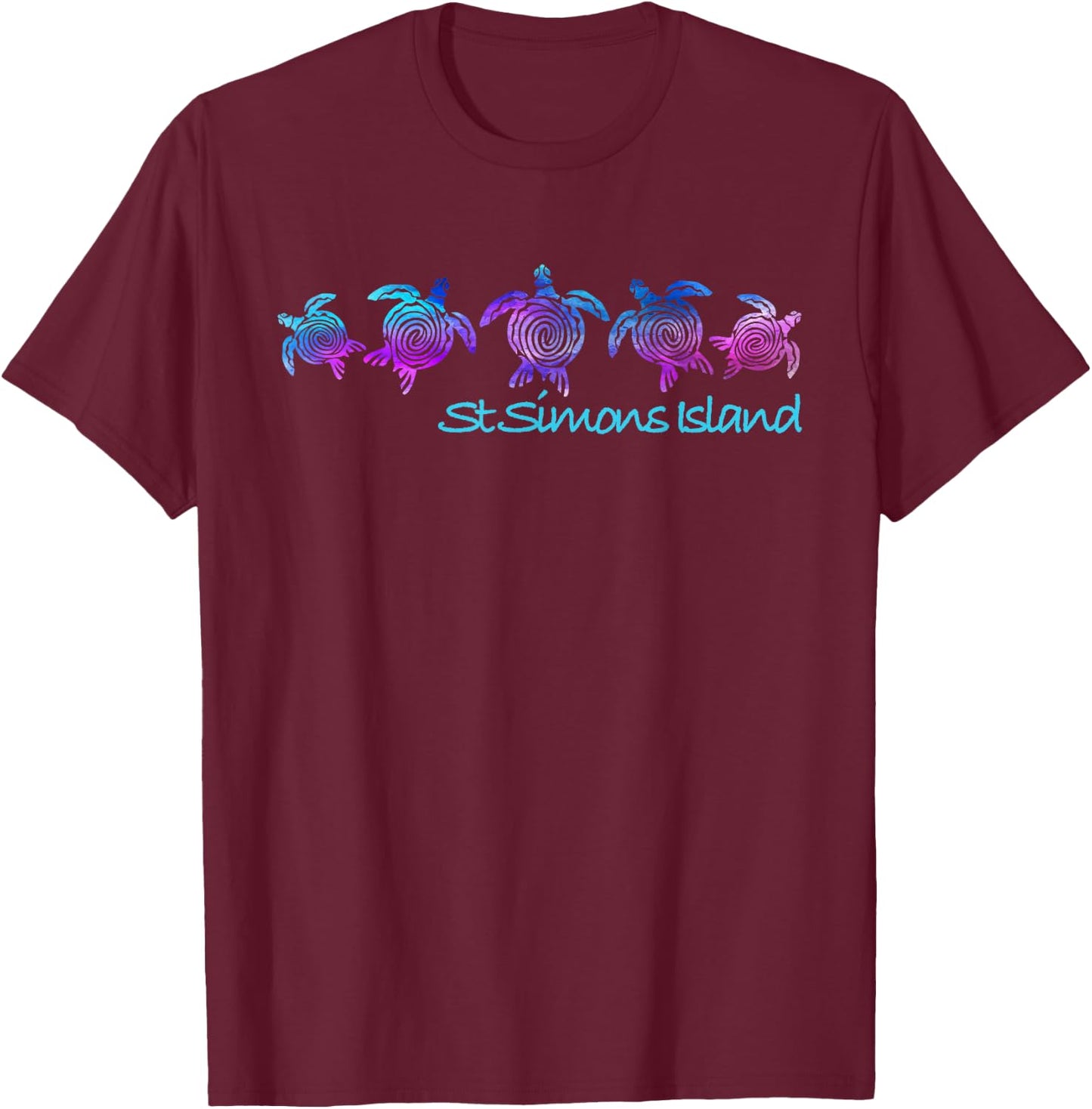 St. Simons Island Beach Design / Tribal Turtle Gift T-Shirt - T-Shirt | Maroon