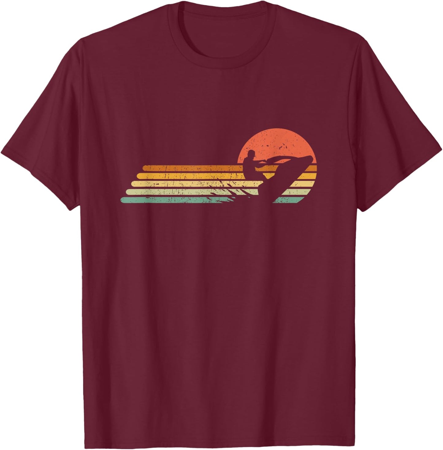 Vintage Retro Jetski Rider Jetskiing Jetboat Rider T-Shirt - T-Shirt | Maroon