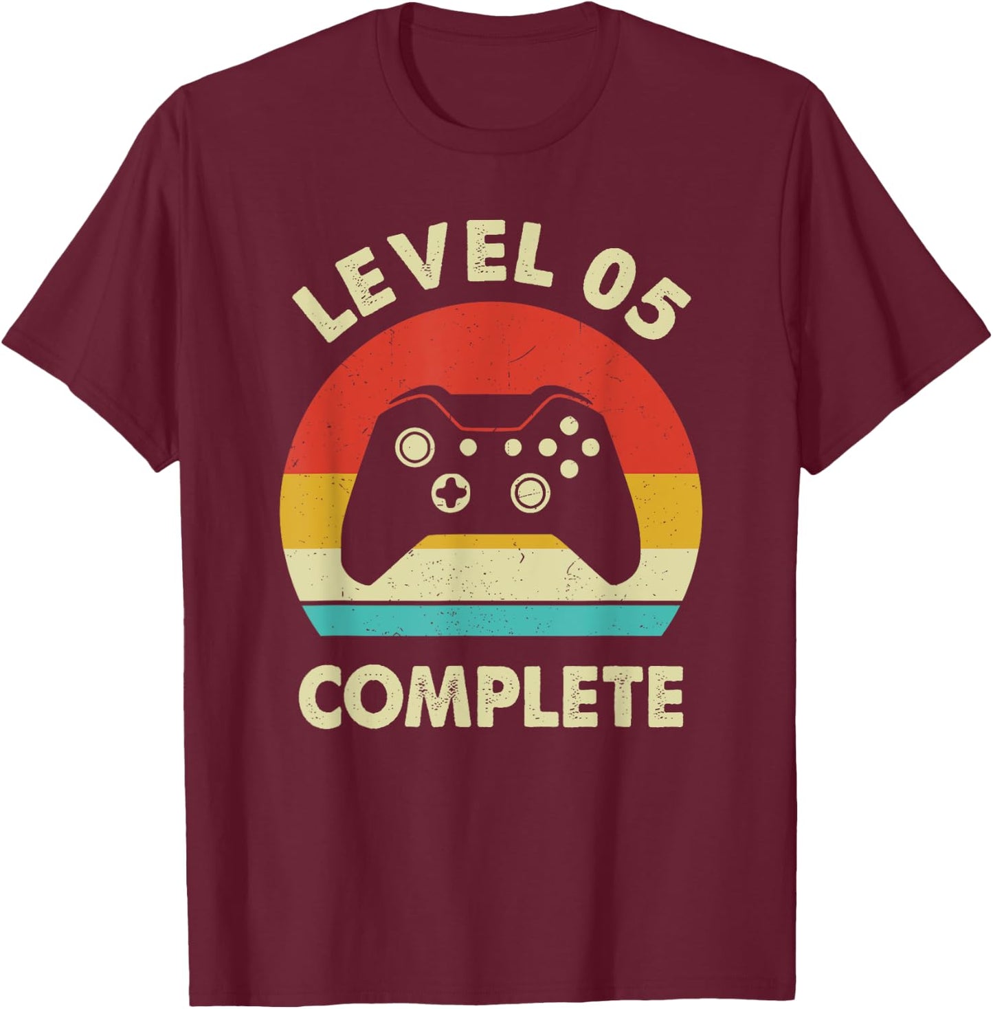 Level 5th Complete - Retro 5 Year Wedding Anniversary Gift T-Shirt - T-Shirt | Maroon