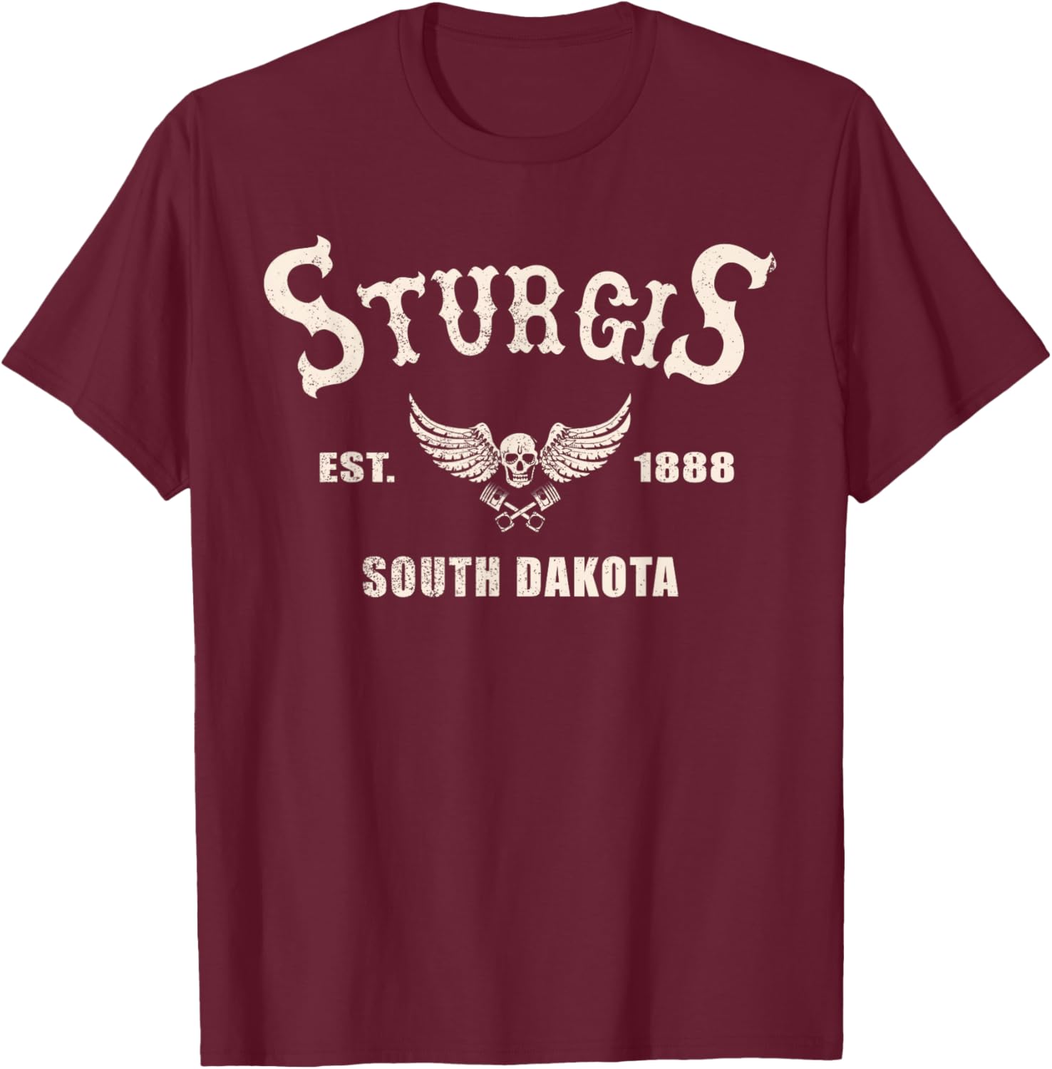 Sturgis South Dakota Motorcycle Biker Vintage T-Shirt - T-Shirt | Maroon