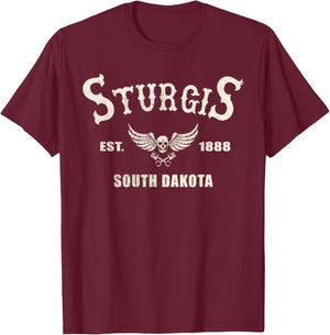 Sturgis South Dakota Motorcycle Biker Vintage T-Shirt - T-Shirt | Maroon