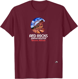 Red Rocks Amphitheater - Colorado State Flag - Morrison T-Shirt - T-Shirt | Maroon