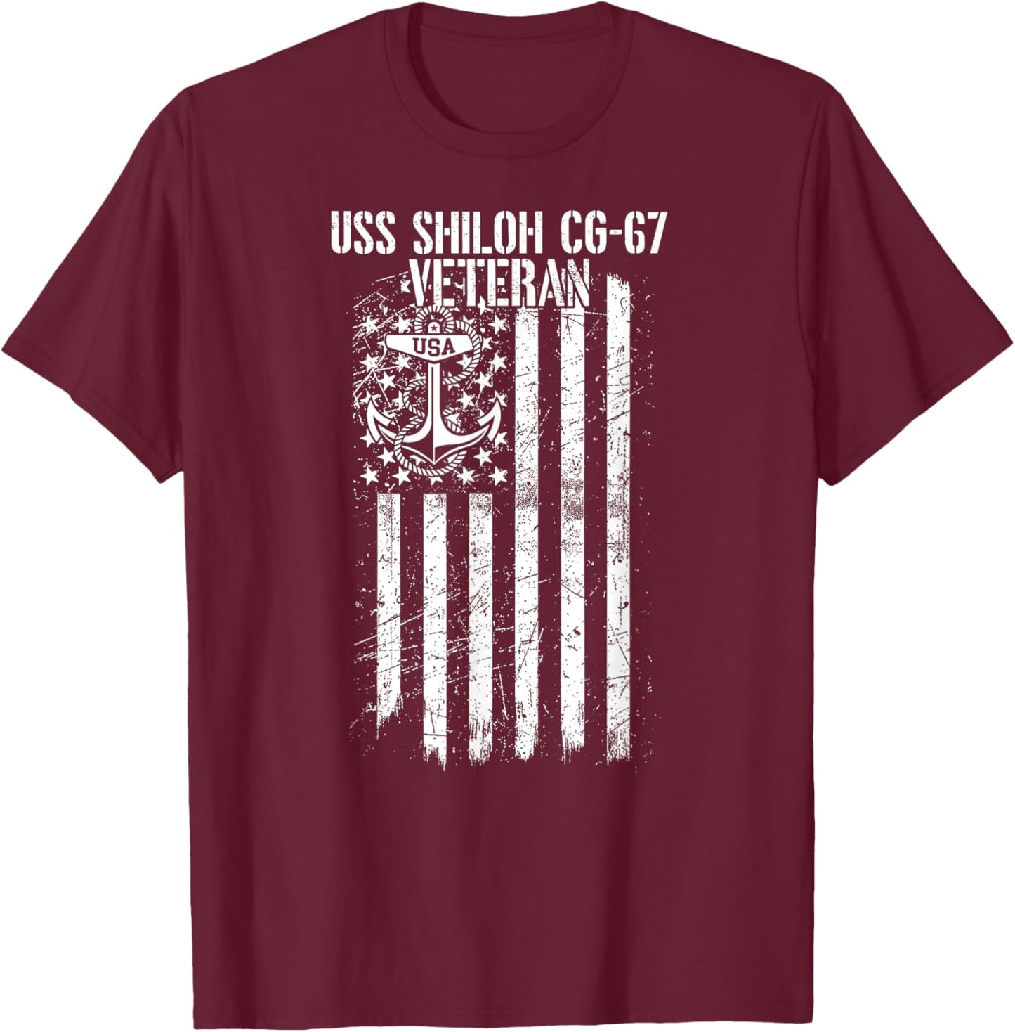 USS Shiloh CG-67 Cruiser Veteran T-Shirt - T-Shirt | Maroon
