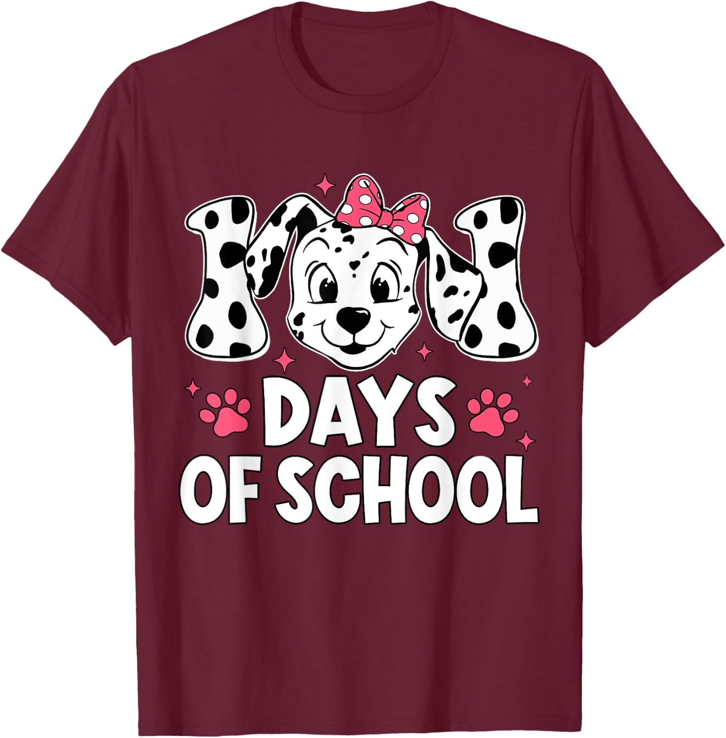 100 Days Of School Dalmatian Dog Boy Kid 100th Day Of School T-Shirt - T-Shirt | Maroon