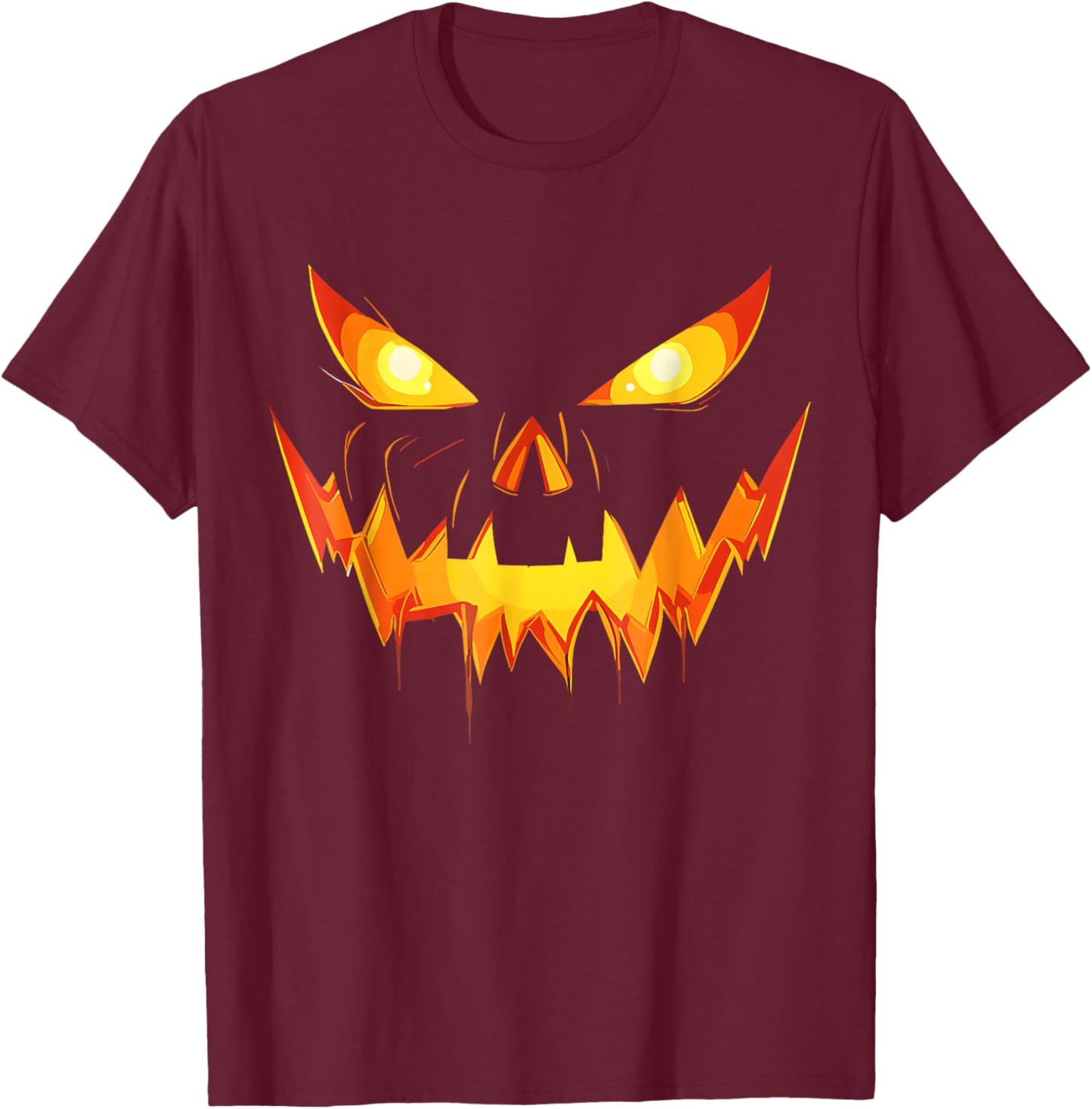 Scary Spooky Jack O Lantern Face Pumpkin Men Boys Halloween T-Shirt - T-Shirt | Maroon