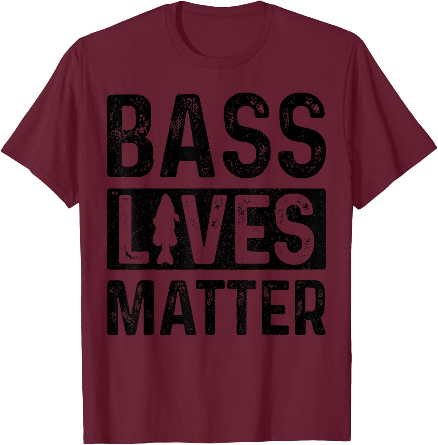Bass Lives Matter Largemouth Fishing Funny Fisherman Gift T-Shirt - T-Shirt | Maroon