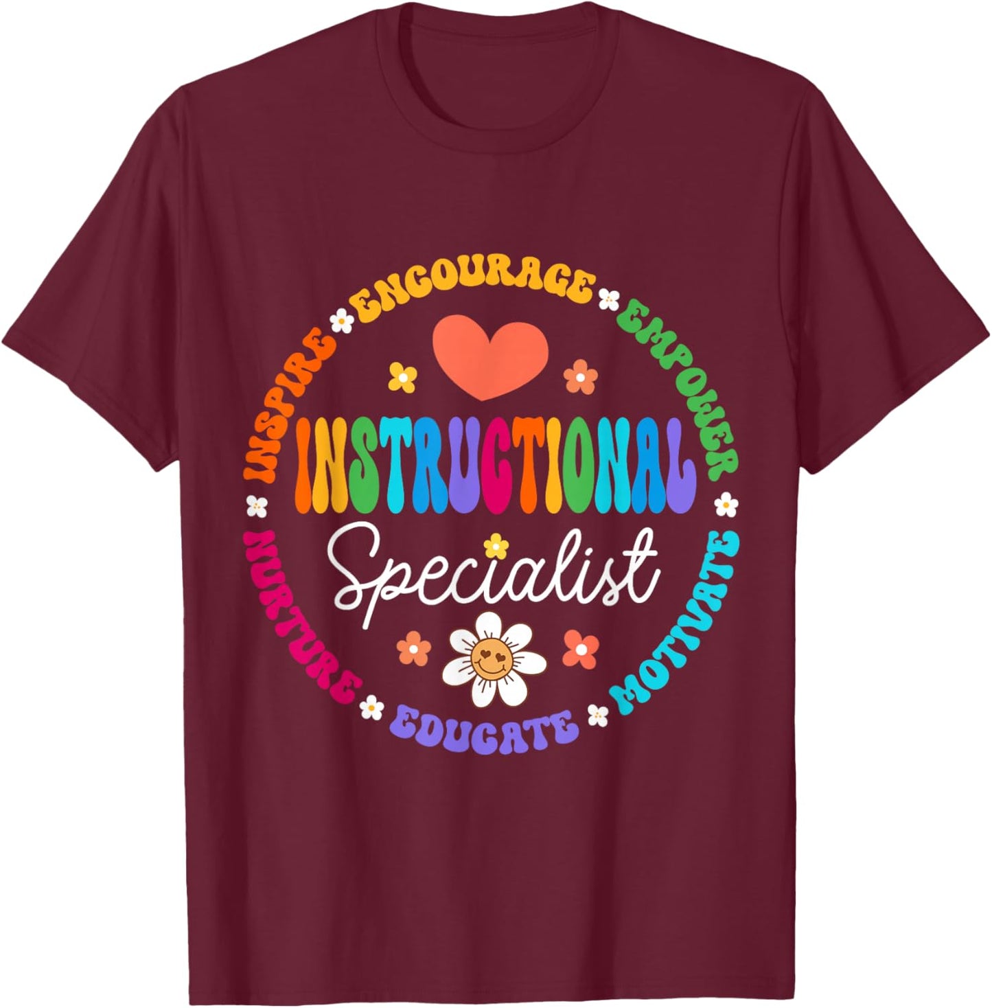 Instructional Specialist School Cute Academic Teacher T-Shirt - T-Shirt | Maroon