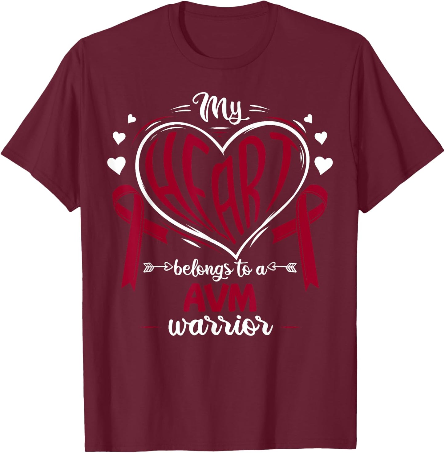 AV Malformation My Heart Belongs To A AVM Warrior AVM T-Shirt - T-Shirt | Maroon