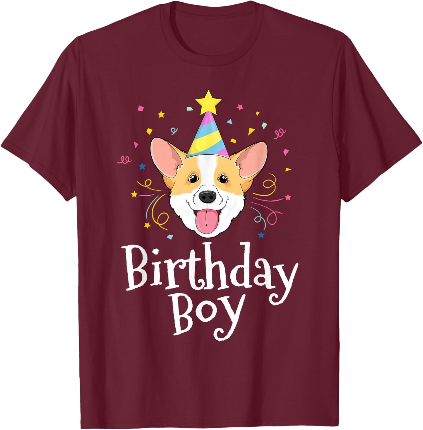 Corgi Shirt For Kids Birthday Boy Dog Party Puppy Love Pet T-Shirt - T-Shirt | Maroon