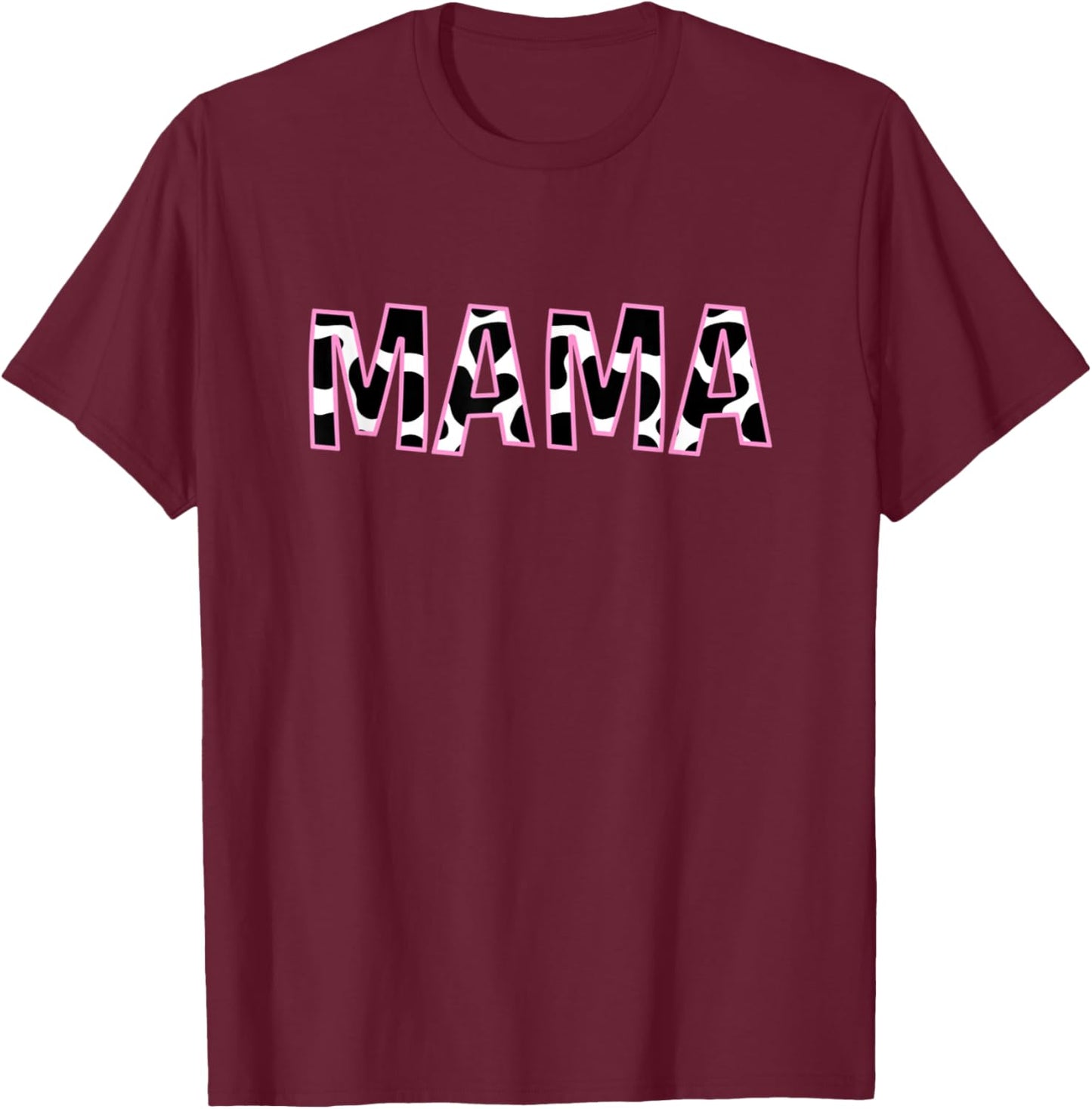 Mama Cow Print Cow Pattern Mother's Day Baby Girl Birthday T-Shirt - T-Shirt | Maroon