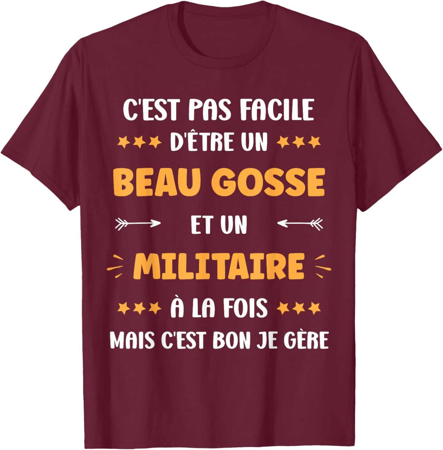 Start Craft Super Military Humor Handsome Kid Military , Black, S T-Shirt - T-Shirt | Maroon