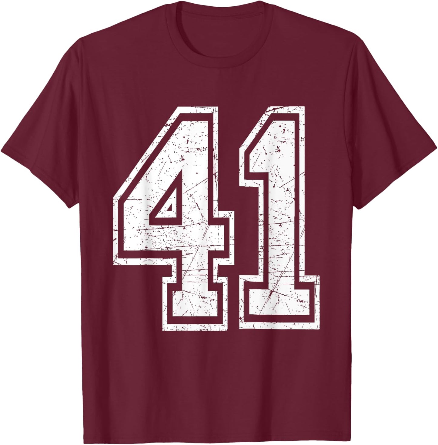 Number 41 Varsity Sports Team Jersey 41st Birthday T-Shirt - T-Shirt | Maroon