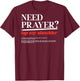 ON BACK Need Prayer Tap My Shoulder Men Women Christian T-Shirt - T-Shirt | Maroon