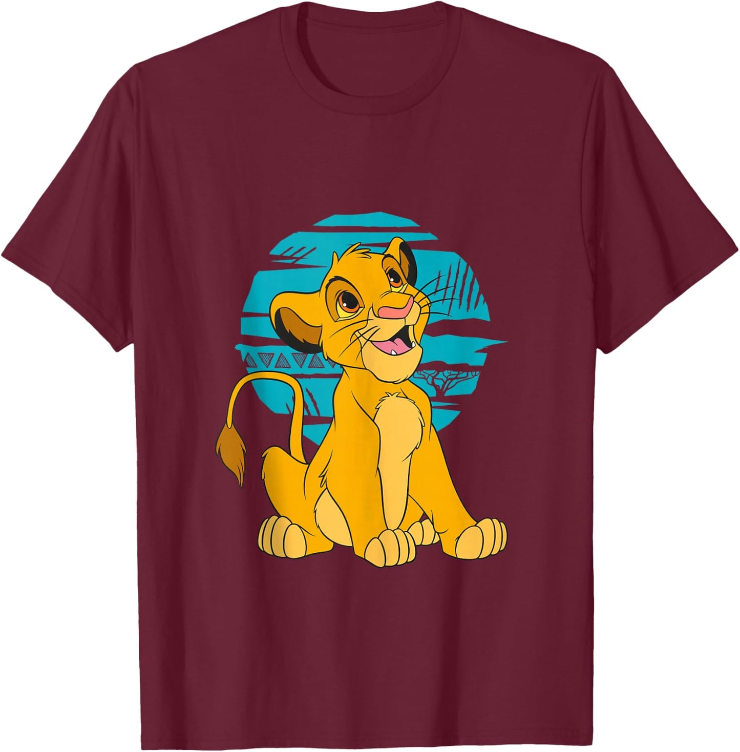 Disney The Lion King Young Simba Happy Blue Retro T-Shirt - T-Shirt | Maroon
