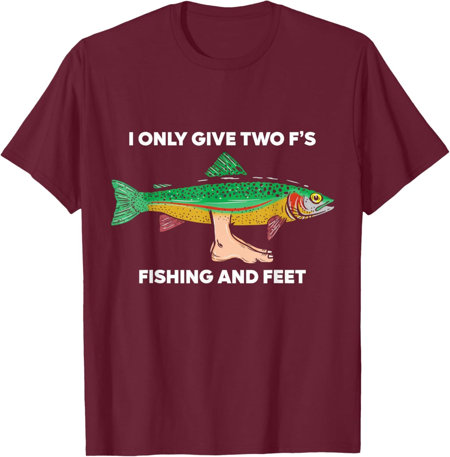 Oddly Specific Apparel -Adults Fishing Black Small Classic Fit Short Sleeve Modern Humor Irony Satirical Design T-Shirt - T-Shirt | Maroon