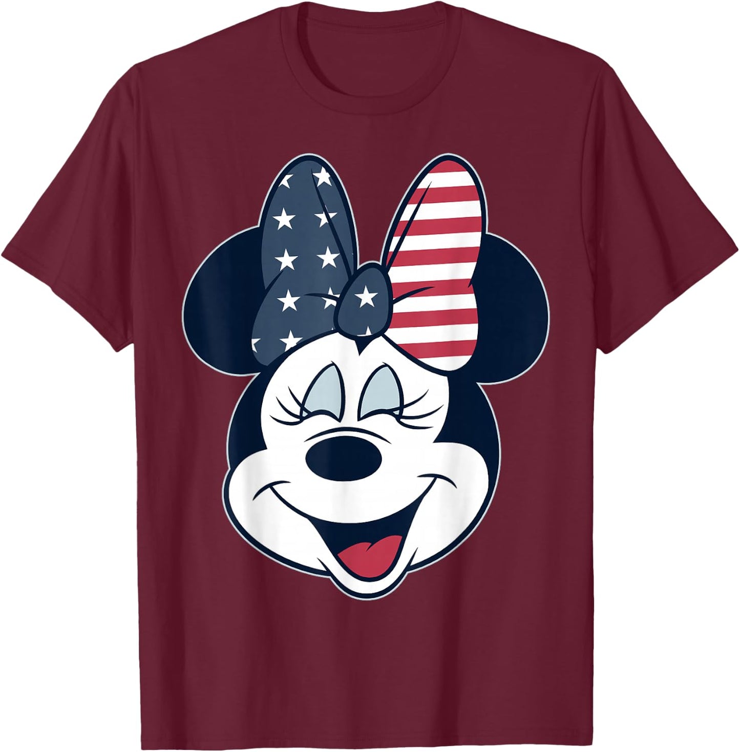 Disney Mickey And Friends Minnie American Flag Bow T-Shirt - T-Shirt | Maroon