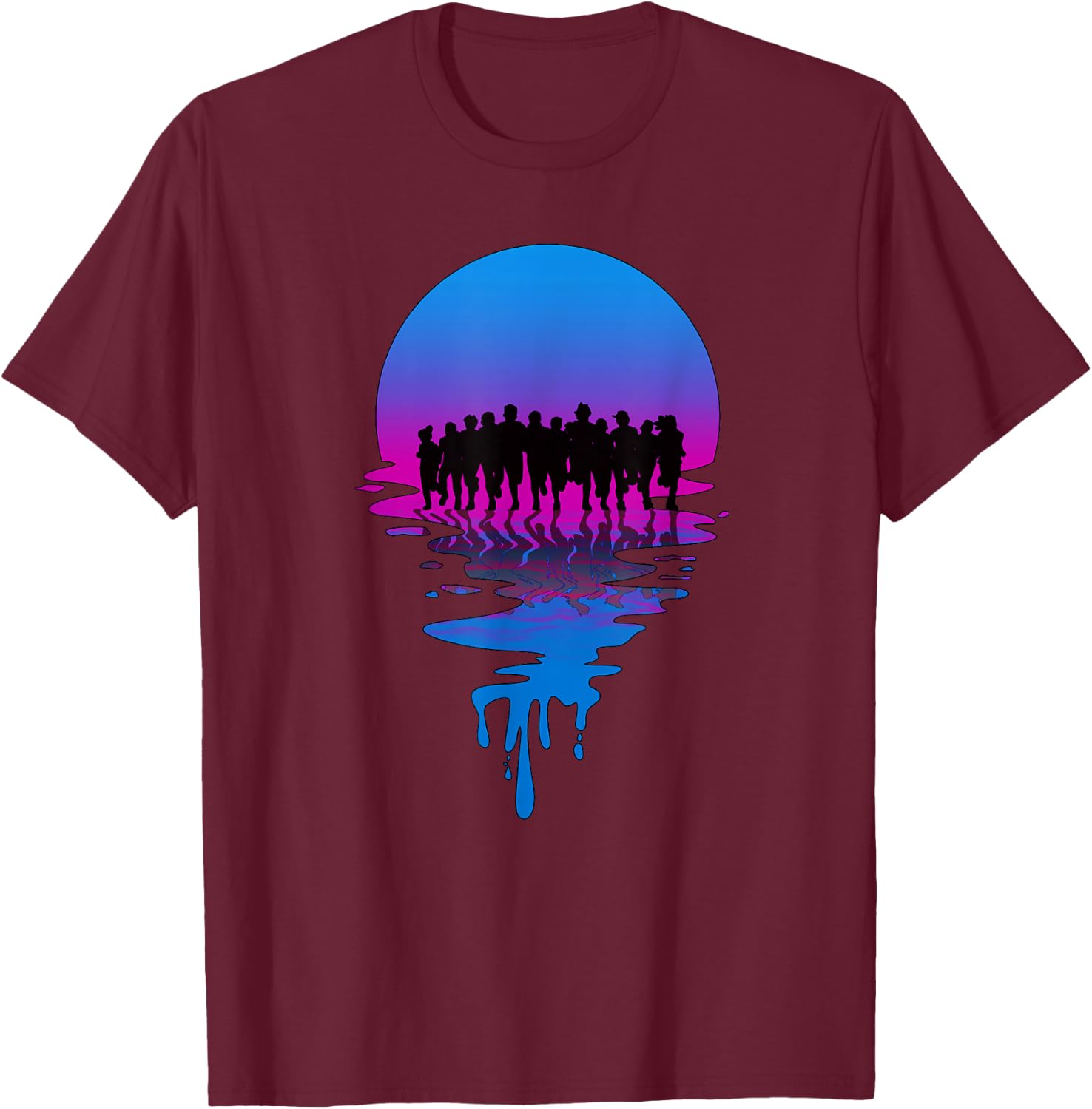 Vintage Retro Sunset Marathon T-Shirt - T-Shirt | Maroon