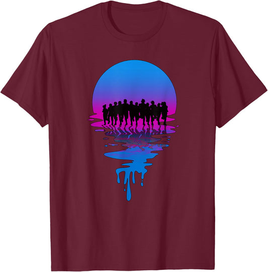 Vintage Retro Sunset Marathon T-Shirt - T-Shirt | Maroon