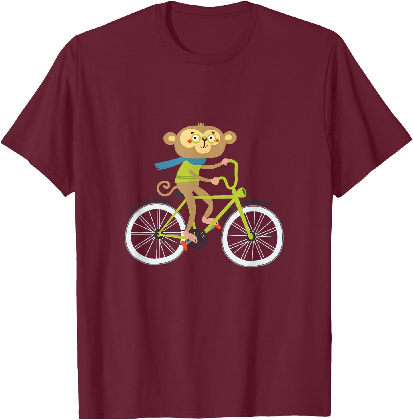 Monkey Animal Bike Bicycle Biking Biker Cyclist Cycling Gift T-Shirt - T-Shirt | Maroon