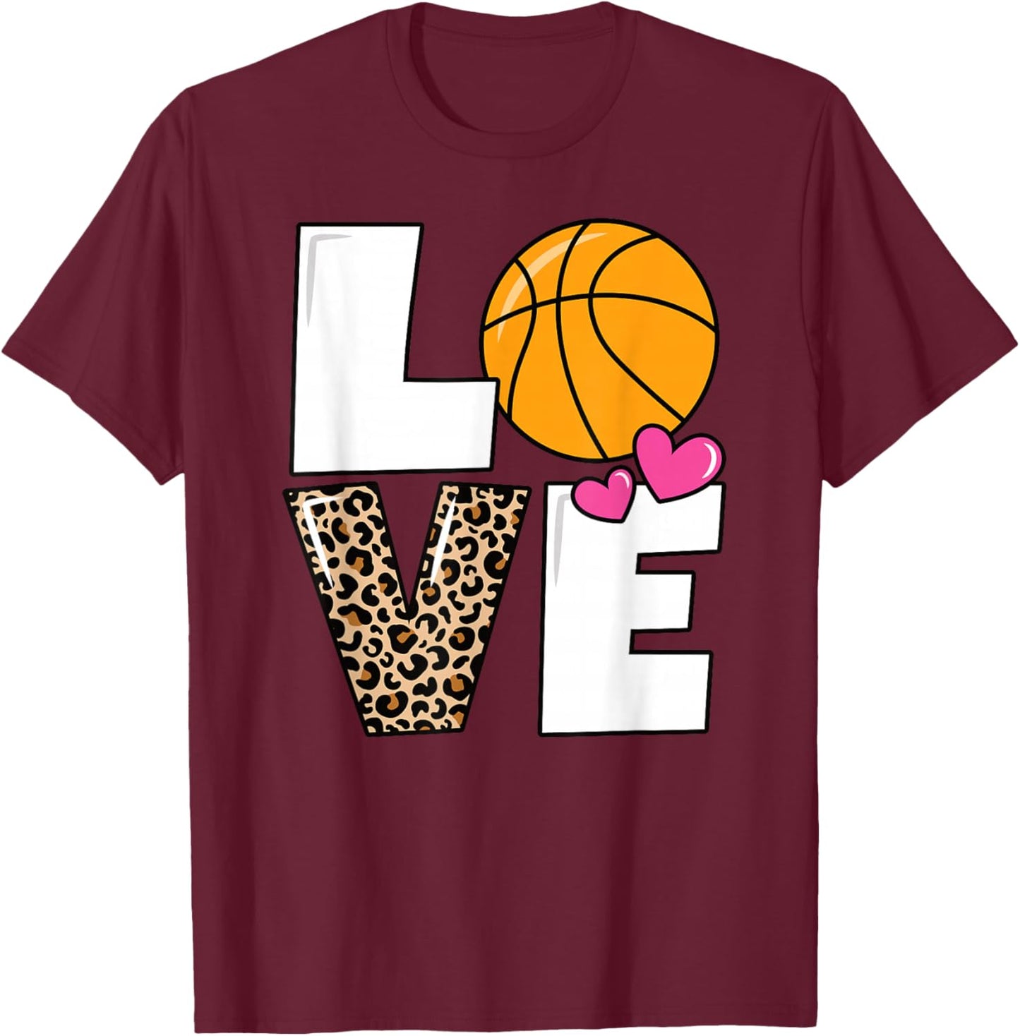 Love Basketball Cute Women Girls Basketball Lover T-Shirt - T-Shirt | Maroon