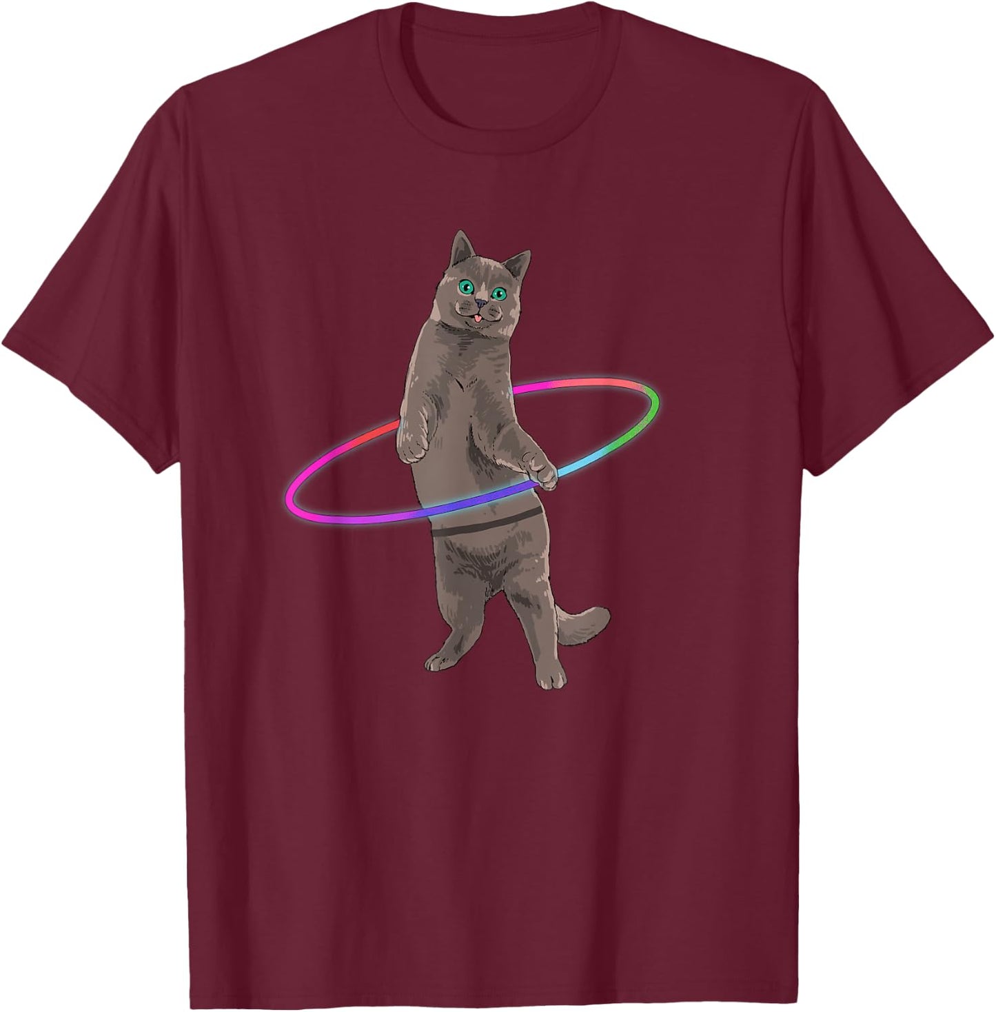 Weird Cat Shirt Kitten Dancing Hula Hoop Dance Cat Lover T-Shirt - T-Shirt | Maroon