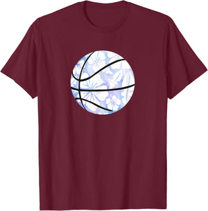 Hawaiian Hibiscus Basketball Hawaii Lover Beach Aloha Player T-Shirt - T-Shirt | Maroon