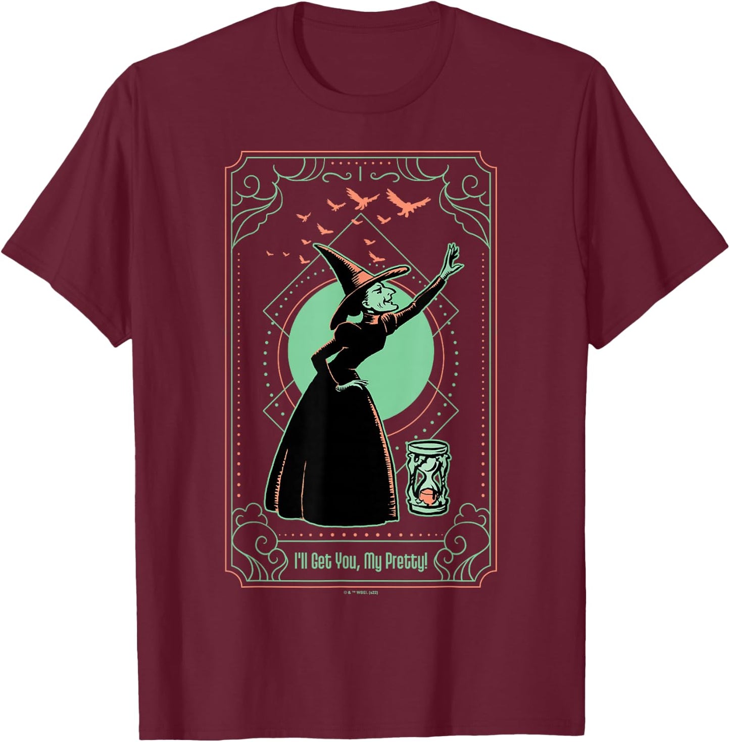 The Wizard of Oz Wicked Witch I'll Get You My Pretty Tarot T-Shirt - T-Shirt | Maroon