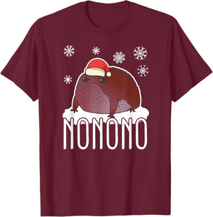 Cute Black Desert common Rain Frog with Christmas Hat T-Shirt - T-Shirt | Maroon
