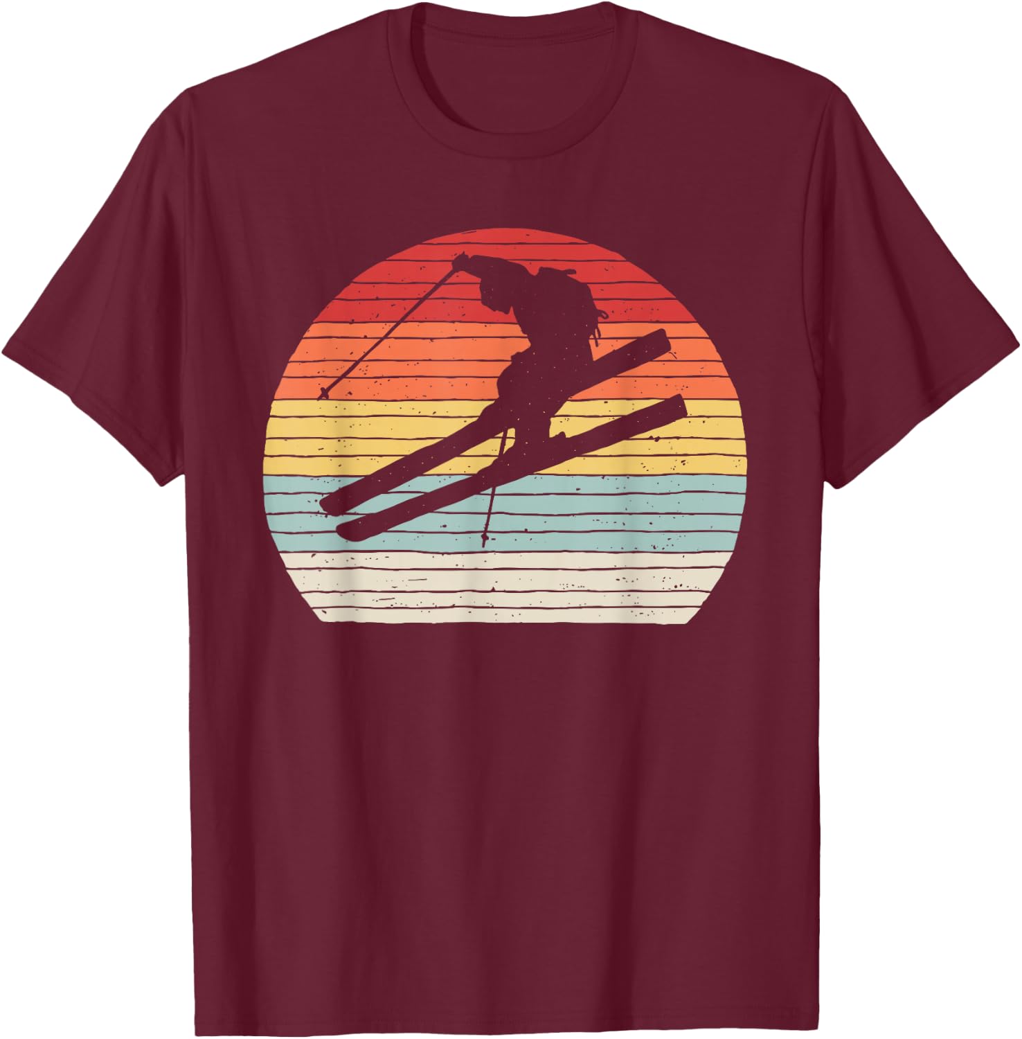 Vintage Retro Winter Sports Skiing T-Shirt - T-Shirt | Maroon