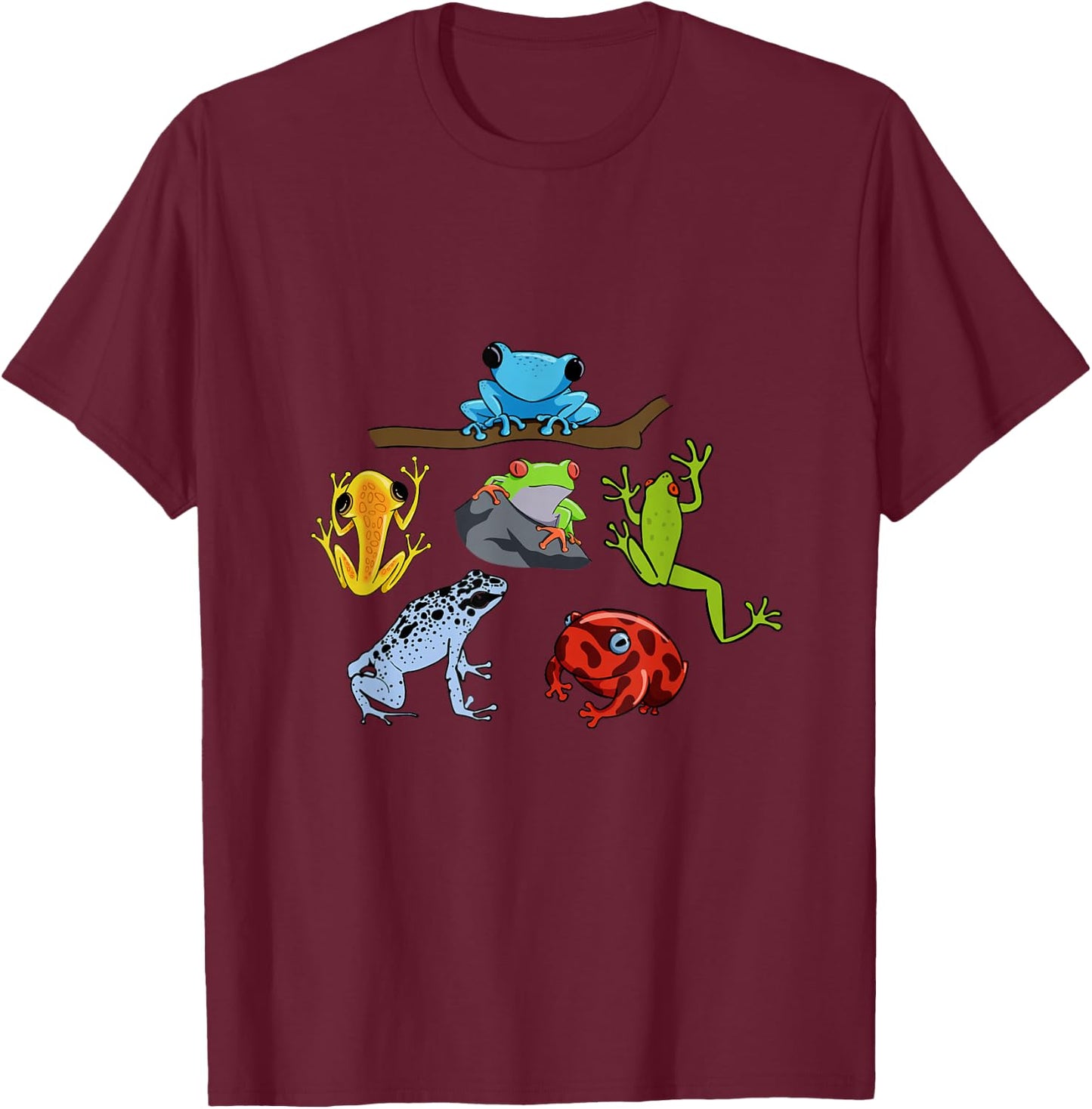Rainforest Animals Amphibian Collection Toads Frog T-Shirt - T-Shirt | Maroon