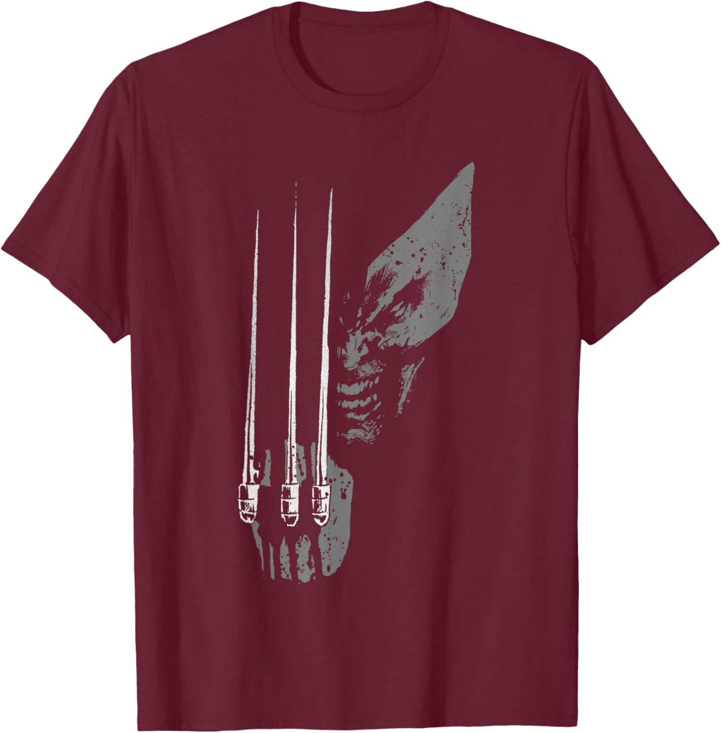Marvel X-Men Wolverine Wild Side Distressed Face Shot T-Shirt - T-Shirt | Maroon