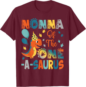 Nonna Of The One-A-Saurus 2Nd Birthday Dinosaur Party T-Shirt - T-Shirt | Maroon