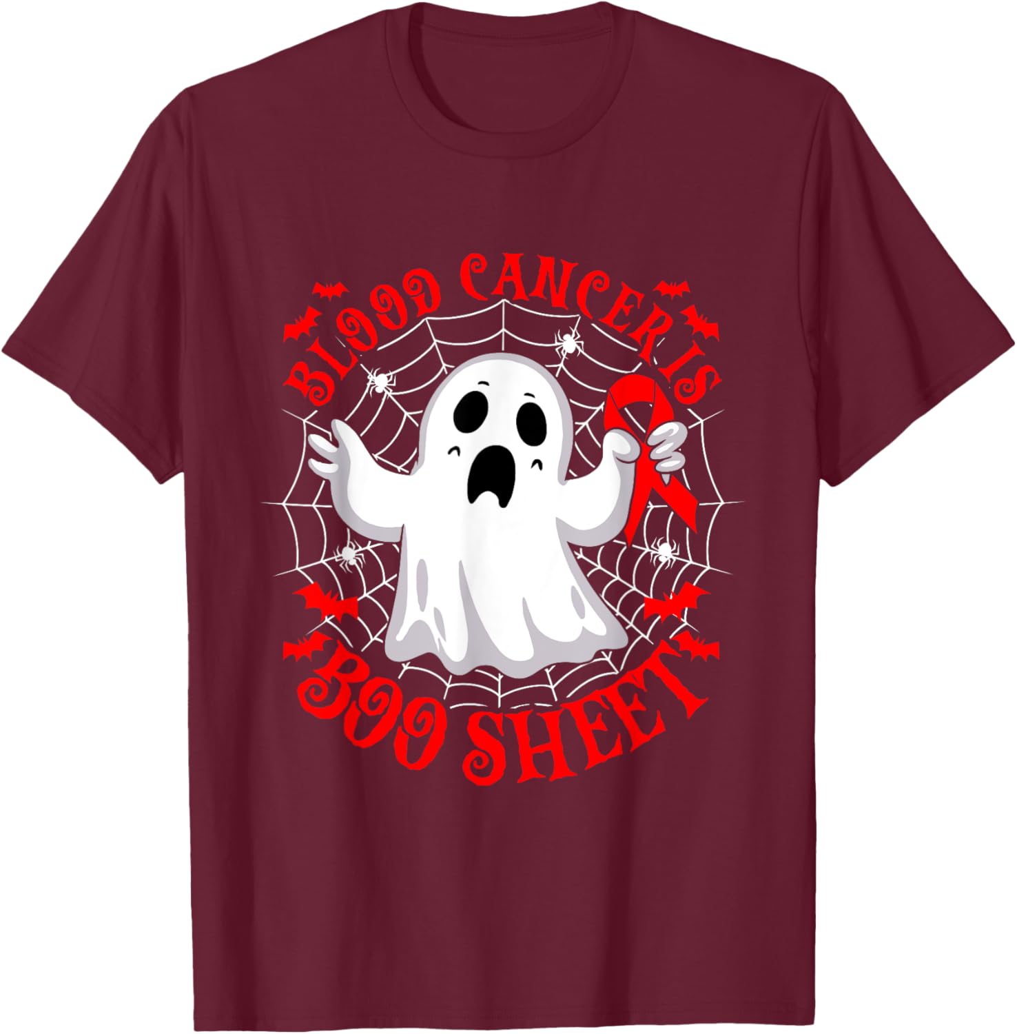 Blood Cancer is Boo Sheet Halloween Costume T-Shirt - T-Shirt | Maroon