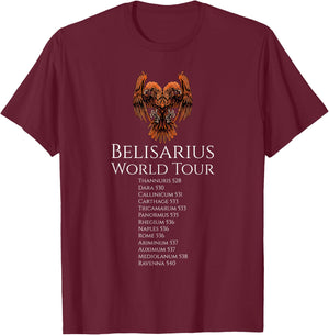 Byzantine History - Belisarius World Tour - Medieval Novel T-Shirt - T-Shirt | Maroon