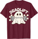 Dead Lift Funny Halloween Ghost Weight Lifting Workout GYM T-Shirt - T-Shirt | Maroon