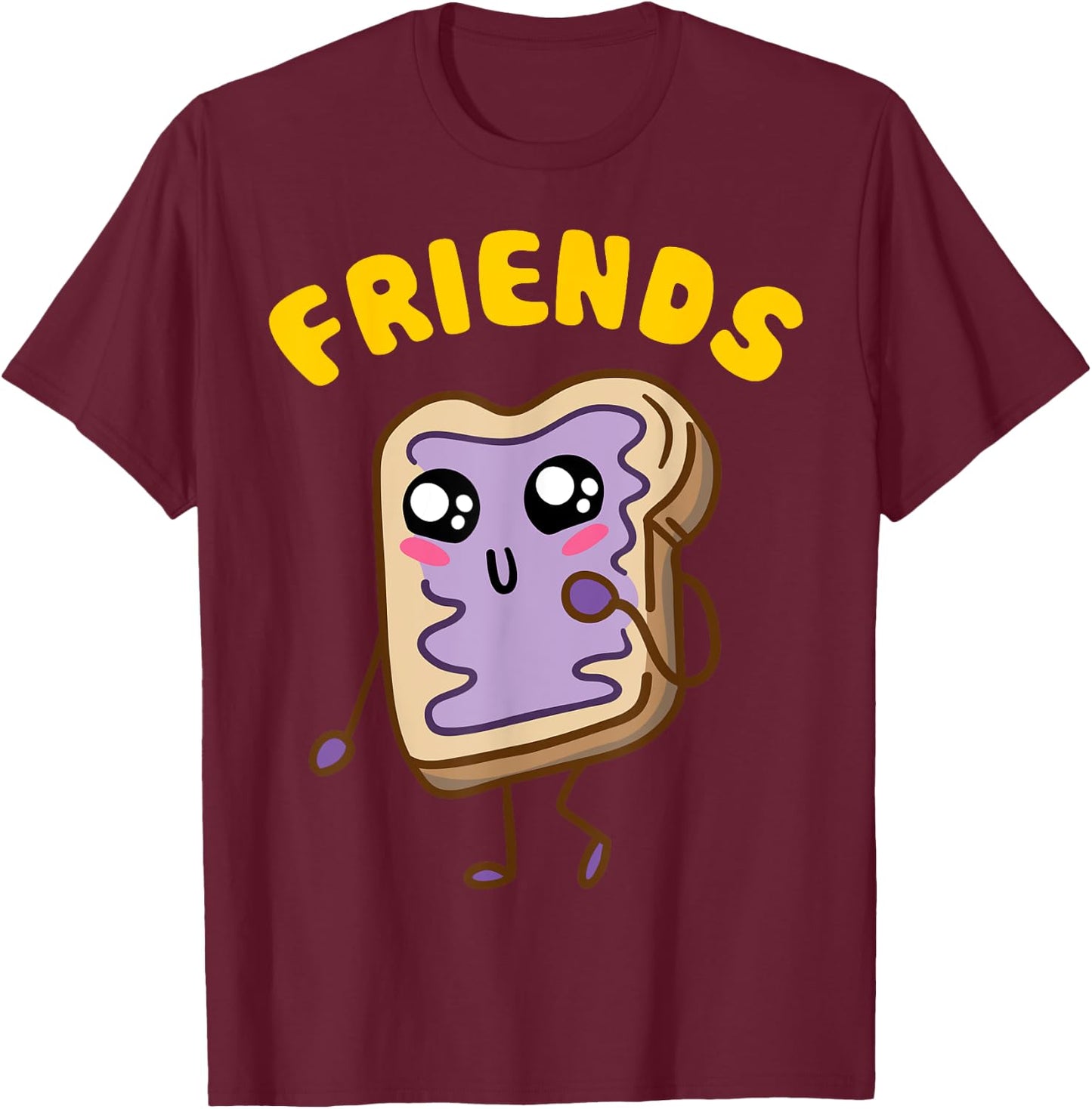 Kawaii Peanut Butter - Jelly - 2/2 BFF Best Friends Matching T-Shirt - T-Shirt | Maroon