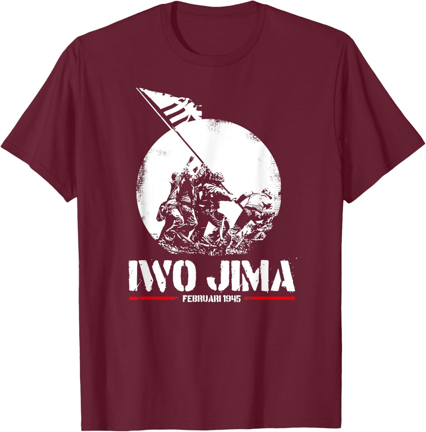 Iwo Jima Raising the American Flag Remember T-Shirt - T-Shirt | Maroon