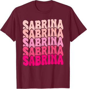 Personalized Name Sabrina I Love Sabrina Groovy 80's T-Shirt - T-Shirt | Maroon