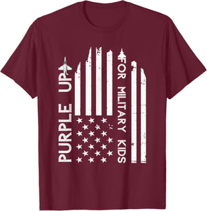 Purple Up For Military Kids Adult Shirt Military Child Month T-Shirt - T-Shirt | Maroon