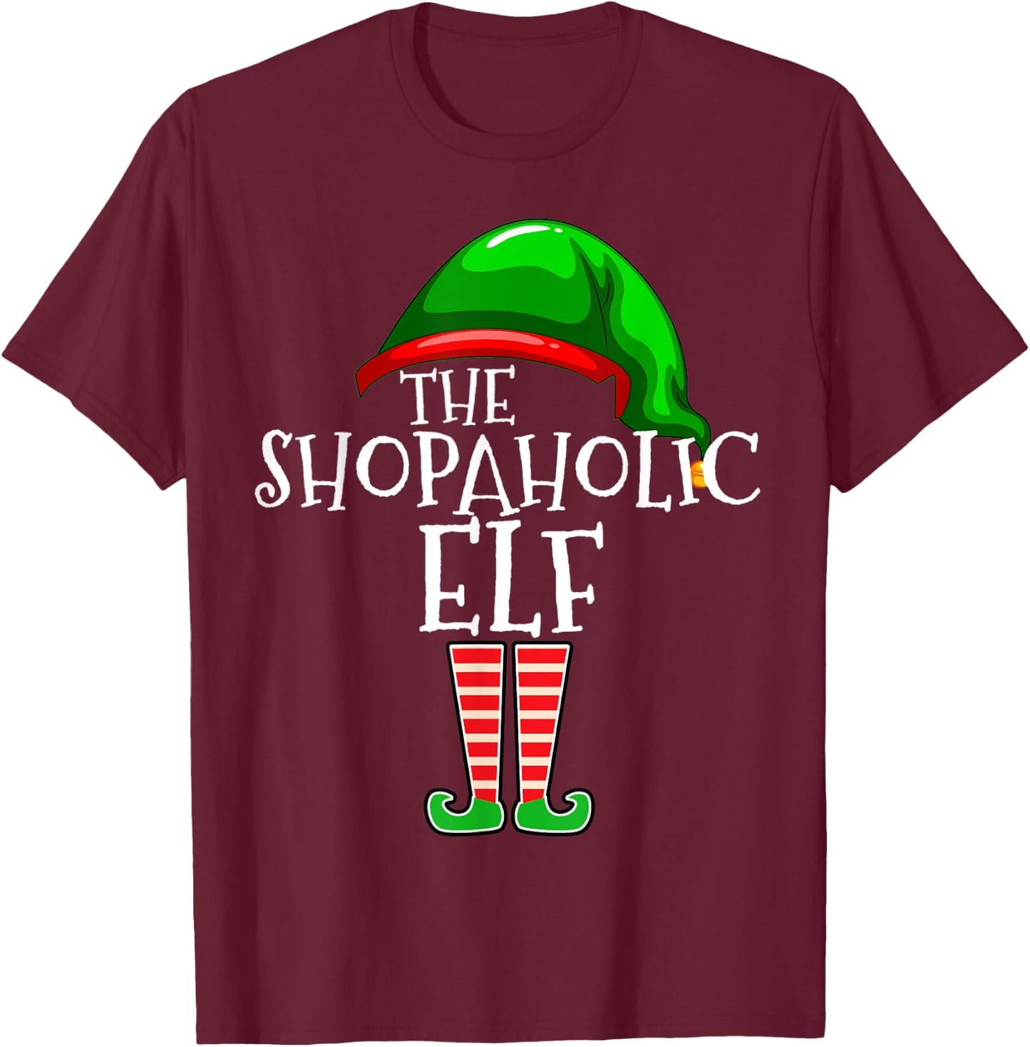 Shopaholic Elf Family Matching Group Christmas Gift Shopping T-Shirt - T-Shirt | Maroon