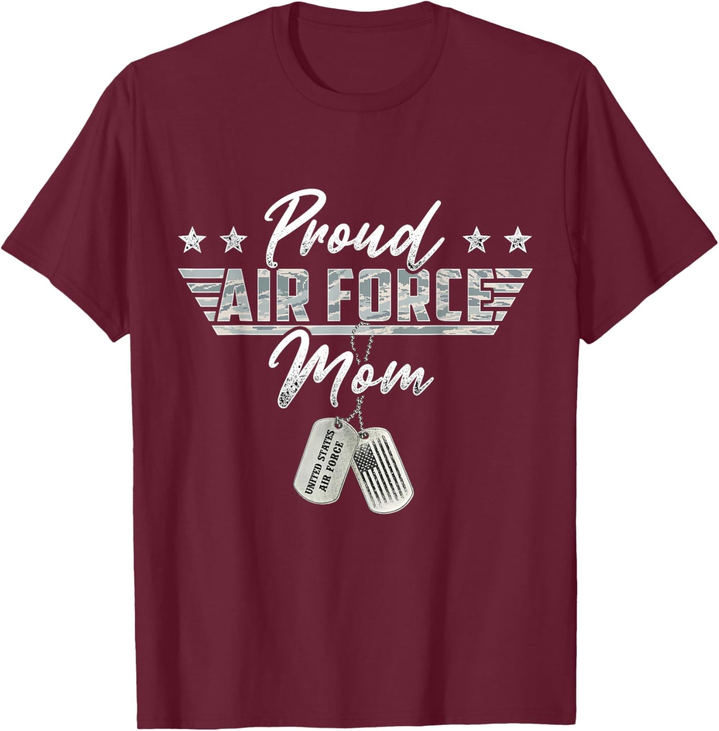 Proud Air Force Mom Military US Air Force Family Matching T-Shirt - T-Shirt | Maroon